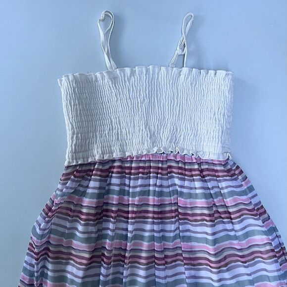Rachael & Chloe Kids Big Girl's White Multicolored Striped Dress Size 8 - Picture 2 of 4